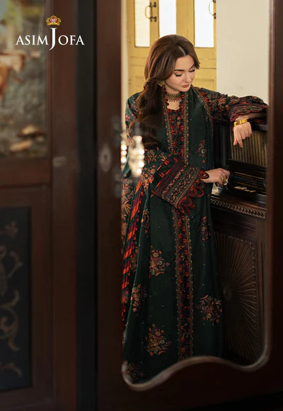 MFLN-1051 3PC DHANAK EMBROIDERED SUIT-PK-5746