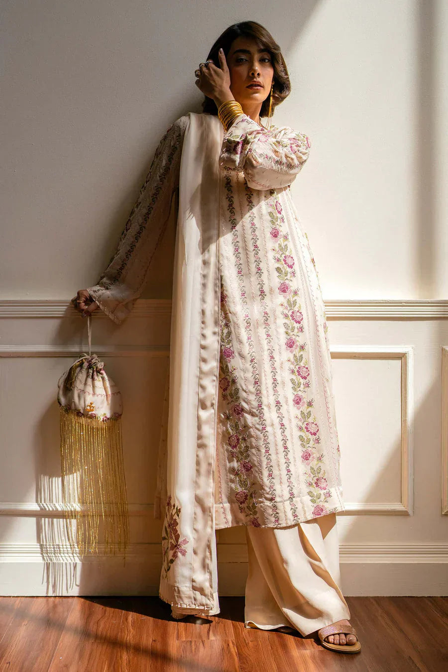 WOOL MEREENA  3PC UNSTICHED DRESS EMBROIDERED SHAWL-ZSJ5004