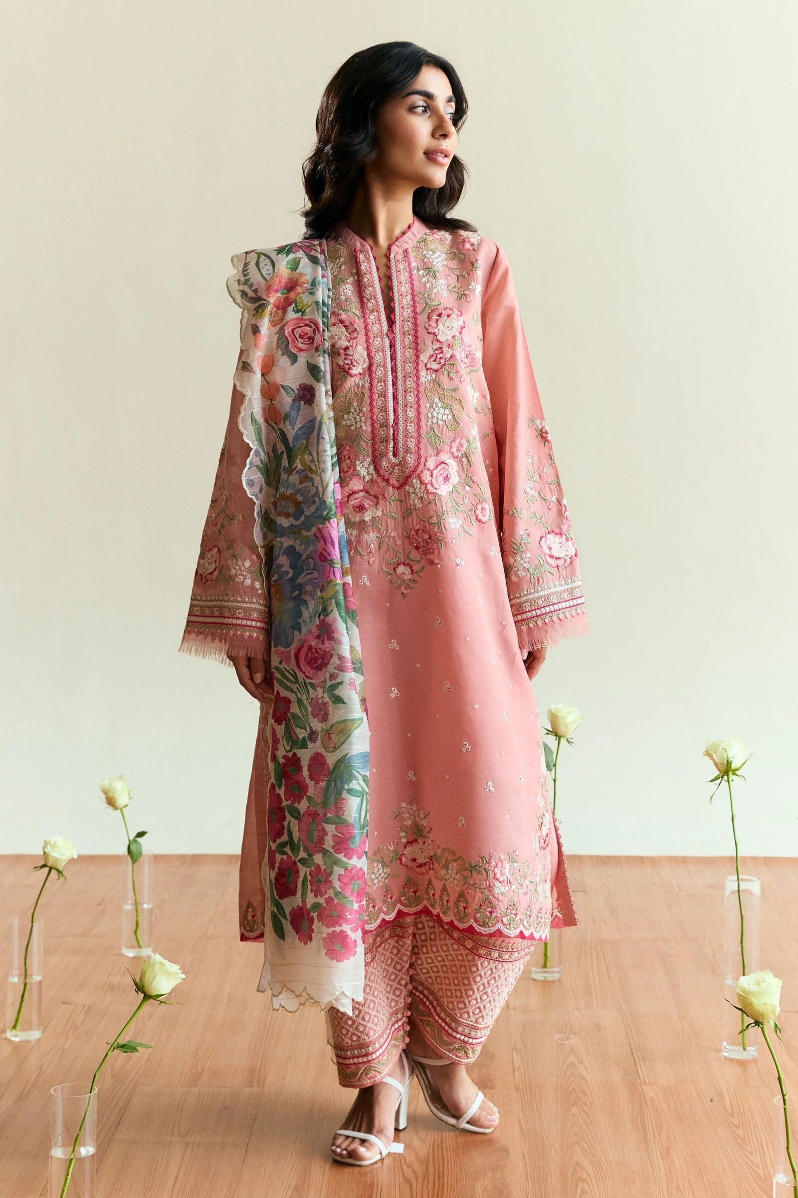 MFLN-1036 3PC DHANAK EMBROIDERED SUIT-PK-5746