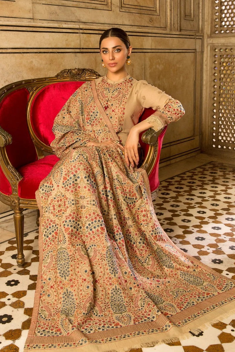 MFLN-1023 3PC DHANAK EMBROIDERED SUIT-PK-5746