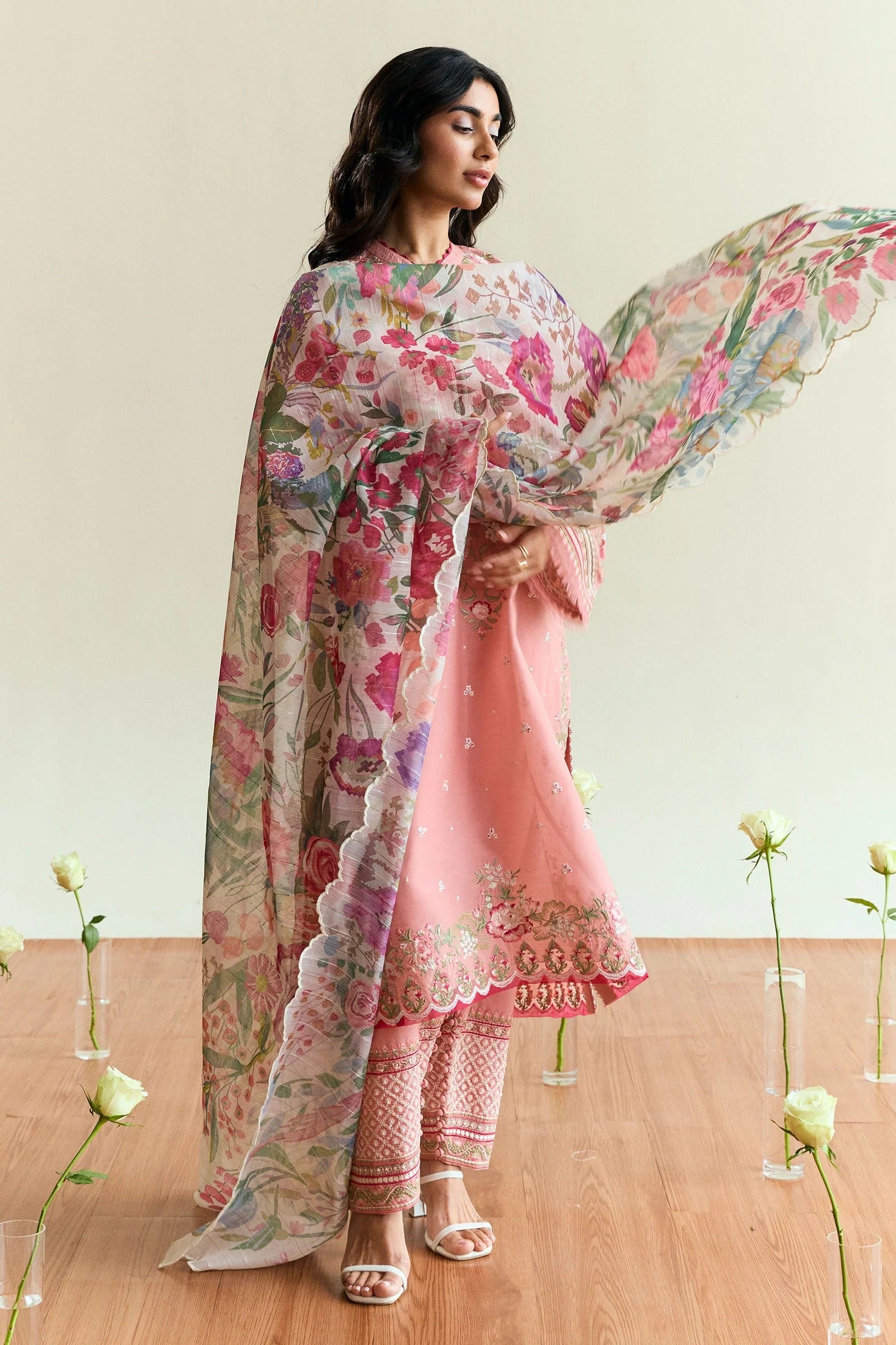 MFLN-1036 3PC DHANAK EMBROIDERED SUIT-PK-5746