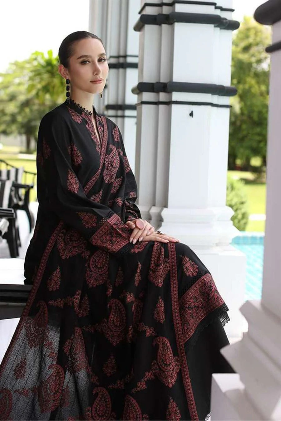 MFLN-1008 3PC KARANDI EMBROIDERED SUIT-PK-5746