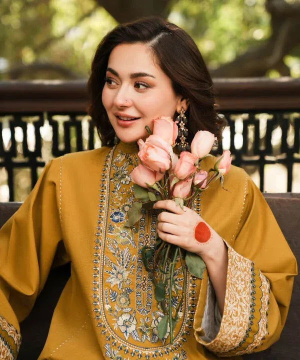 MFLN-1041 3PC DHANAK EMBROIDERED SUIT-PK-5746
