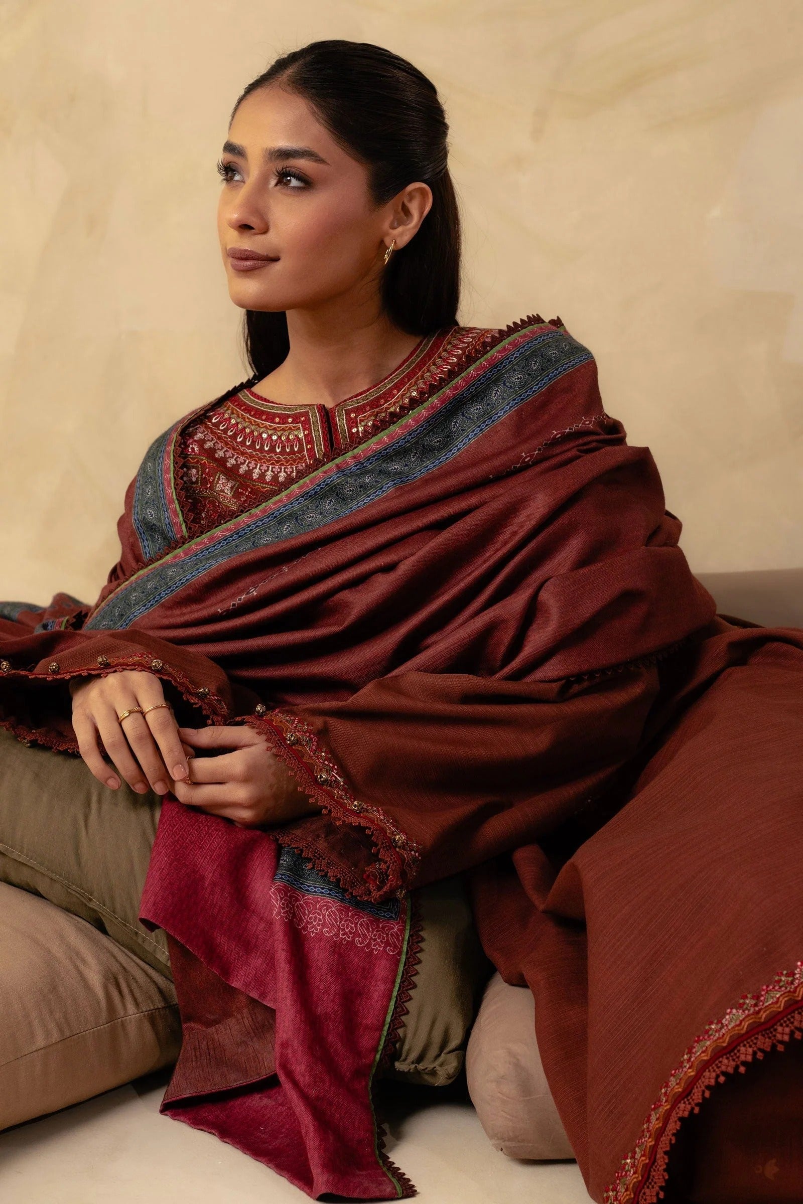Coco by Zara Shahjahan Unstitched Embroidered Khaddar 3Pc Suit ZW23-8A