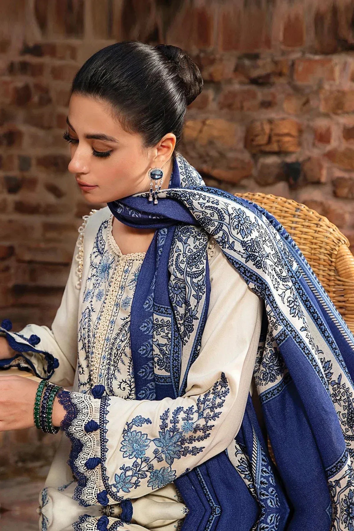 MFLN-1053 3PC DHANAK EMBROIDERED SUIT-PK-5746