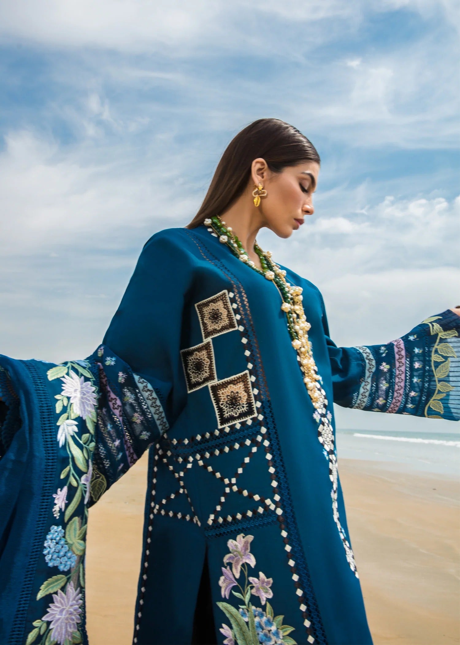 MFLN-1010 3PC DHANAK EMBROIDERED SUIT-PK-5746