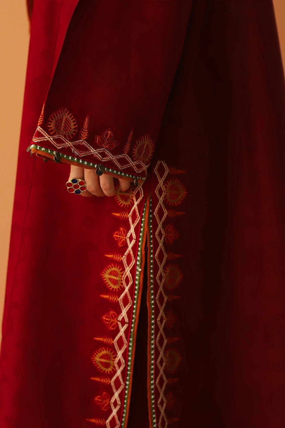 MFLN-1011 3PC DHANAK EMBROIDERED SUIT-PK-5746