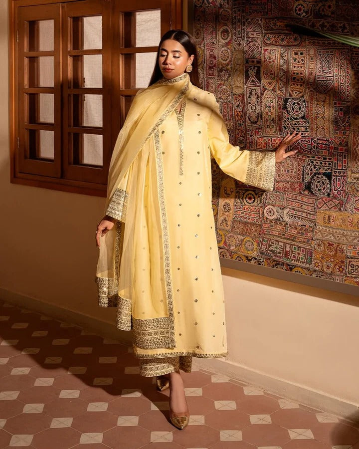 Amber ✨MFLN-1009 3PC DHANAK EMBROIDERED SUIT-PK-5746