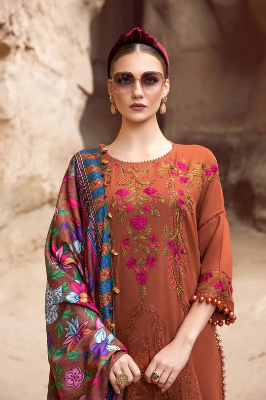 MFLN-1012 3PC DHANAK EMBROIDERED SUIT-PK-5746