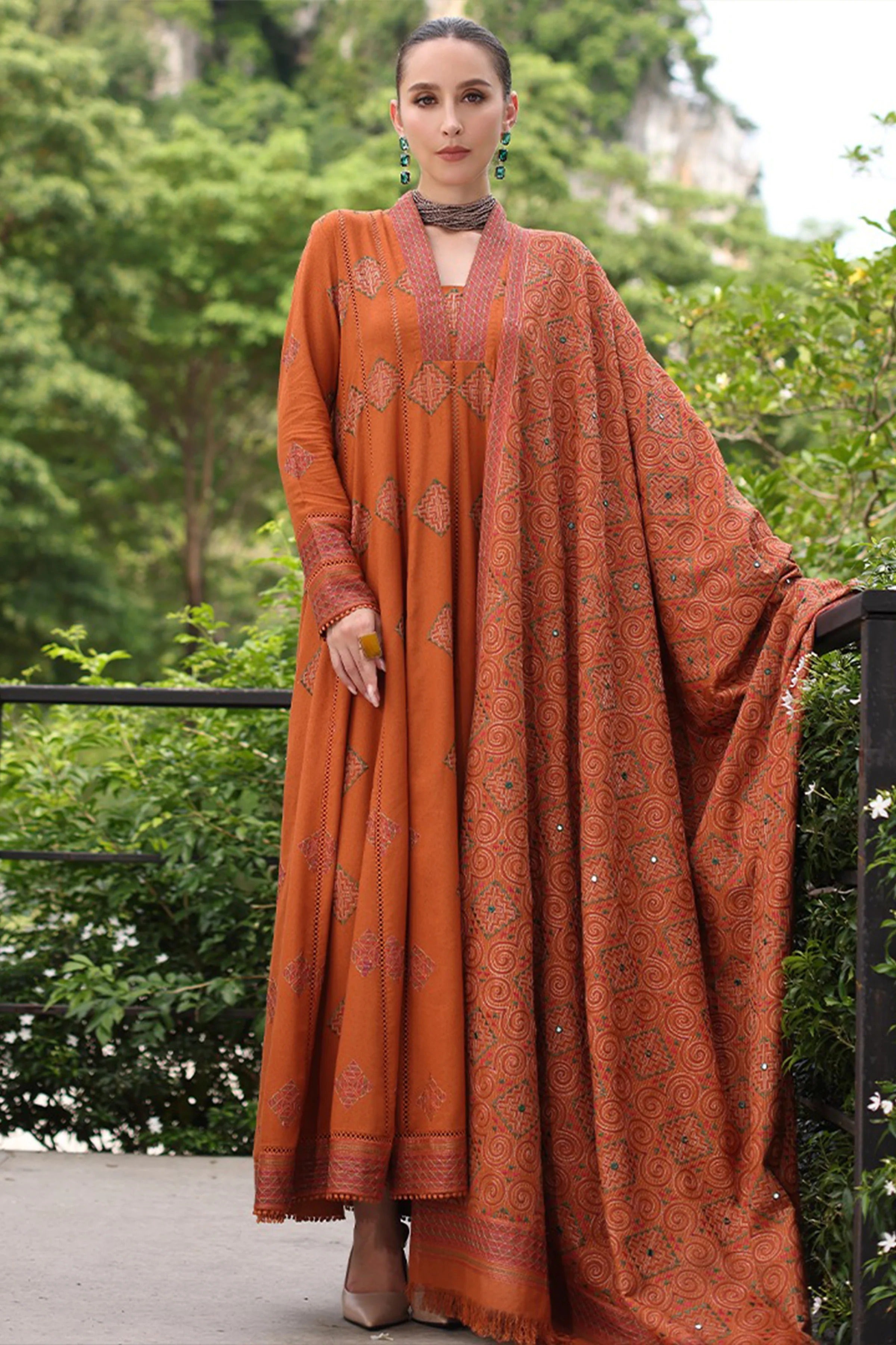MFLN-1004 3PC DHANAK EMBROIDERED SUIT-PK-5746