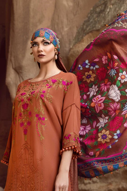 MFLN-1012 3PC DHANAK EMBROIDERED SUIT-PK-5746