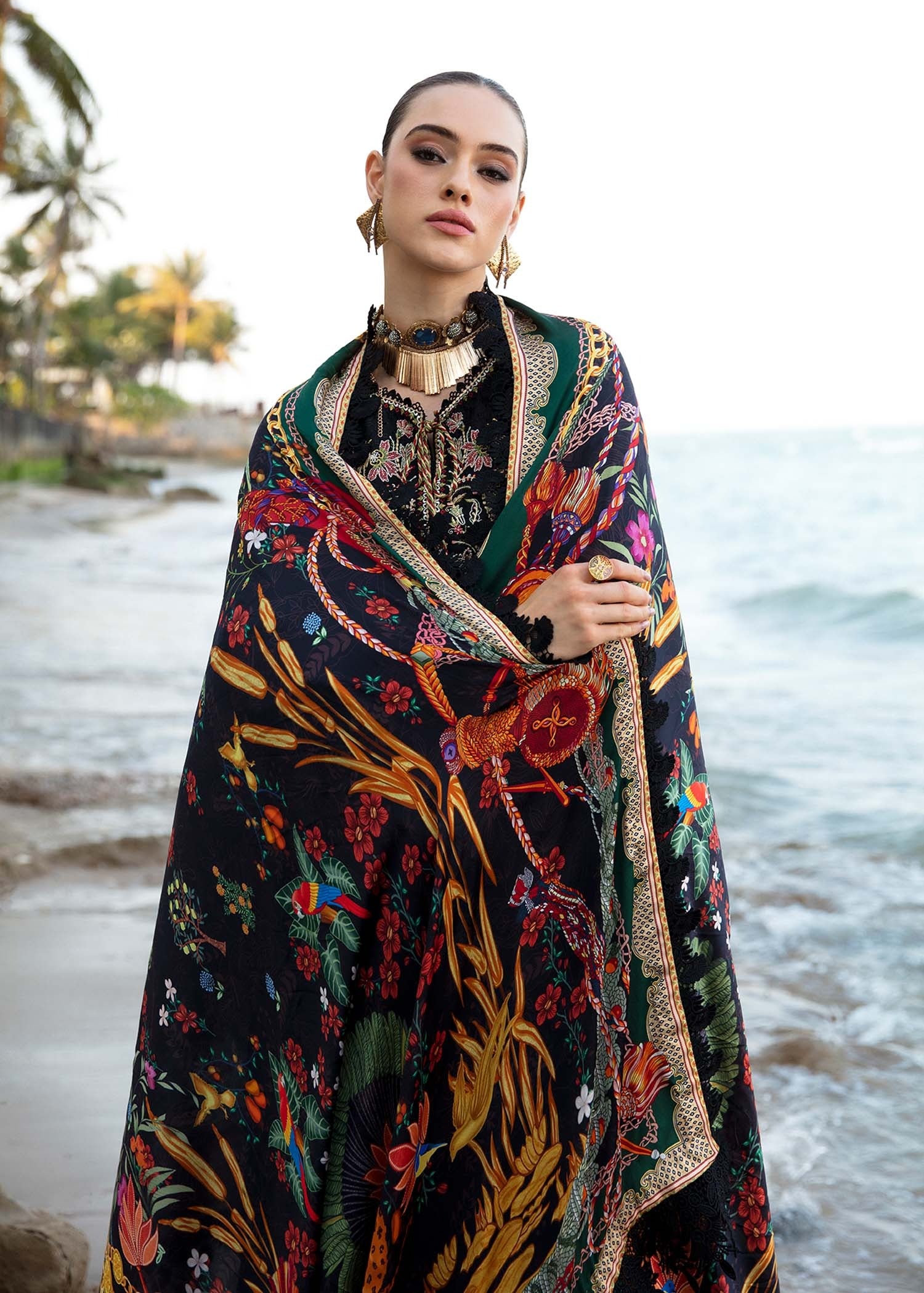Gloria MFLN-1050 3PC DHANAK EMBROIDERED SUIT-PK-5746