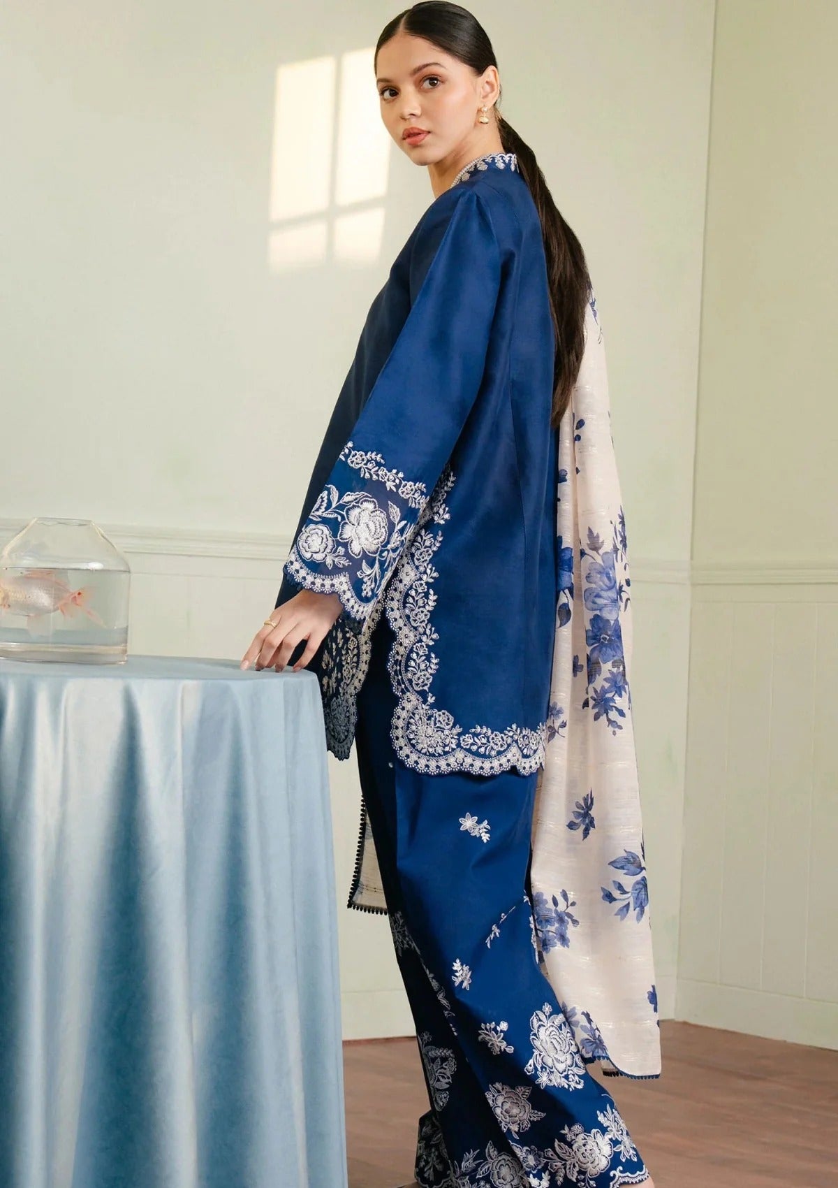 MFLN-1057 3PC DHANAK EMBROIDERED SUIT-PK-5746