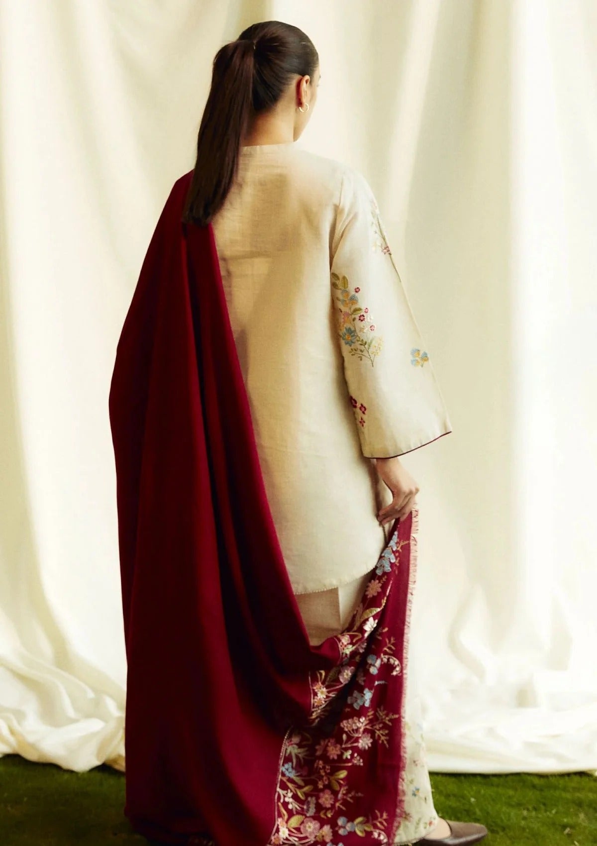 MFLN-1025 3PC DHANAK EMBROIDERED SUIT-PK-5746