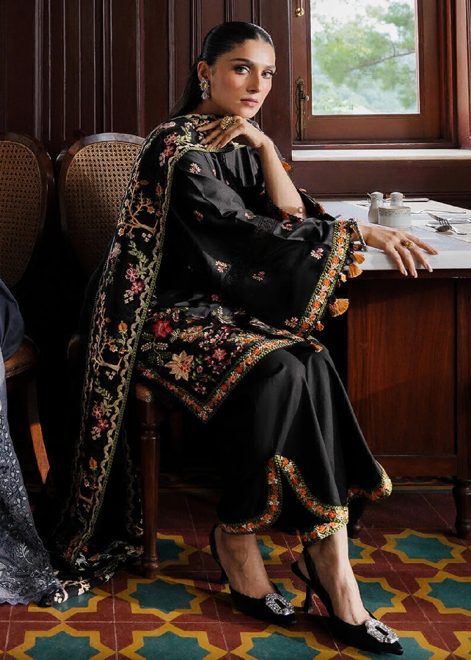 RAVEN BLOSSOM-MFLN-1027 3PC DHANAK EMBROIDERED SUIT-PK-5746