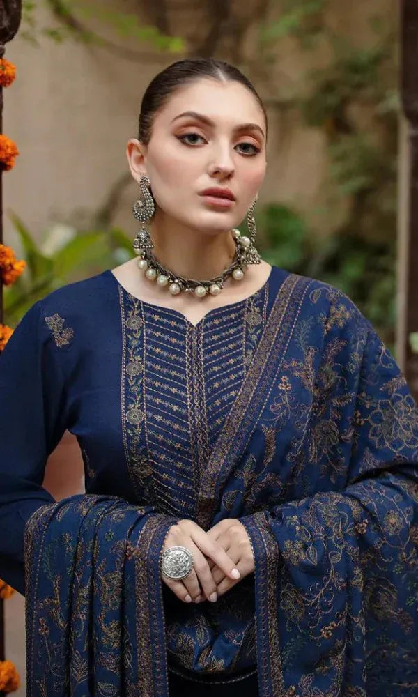 Ramsha - MFLN-1043 3PC DHANAK EMBROIDERED SUIT-PK-5746