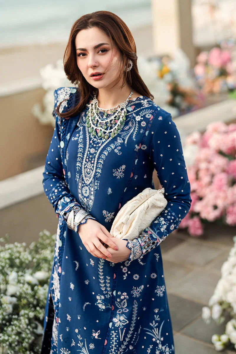 QALAMKAR - 3PC LAWN EMBROIDERED SHIRT WITH JACQUARD WEAVED EMBROIDERED DUPATTA AND COTTON TROUSER \ 1080