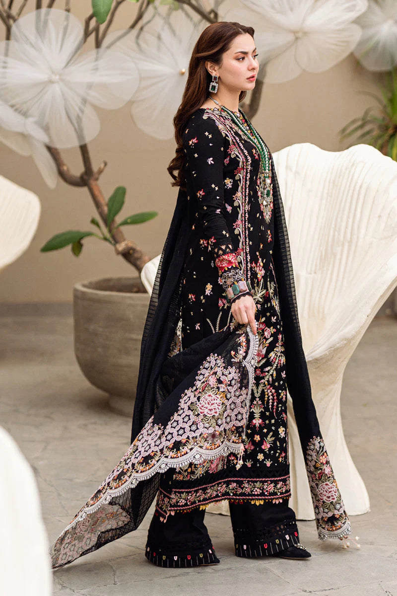 QALAMKAR - 3PC LAWN EMBROIDERED SHIRT WITH JACQUARD WEAVED EMBROIDERED DUPATTA AND COTTON TROUSER \ 1073