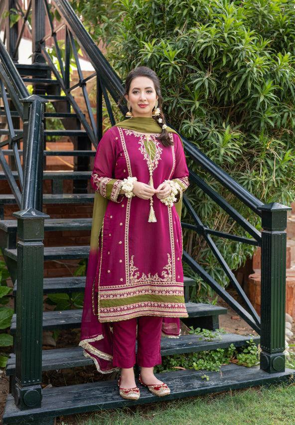 Embroidered Luxury Lawn Unstitched 3Pc | 1059