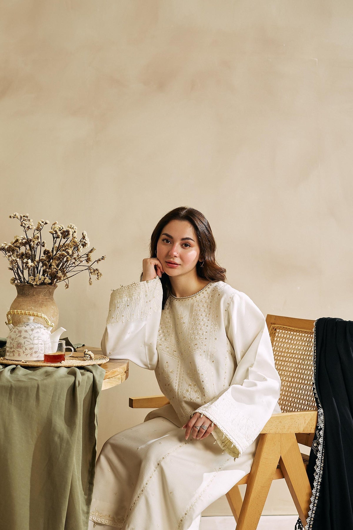 ZARA SHAH JAHAN - 3PC DHANAK EMBROIDERED SHIRT WITH DHANAK EMBROIDERED DUAPTTA AND TROUSER - HZG1397