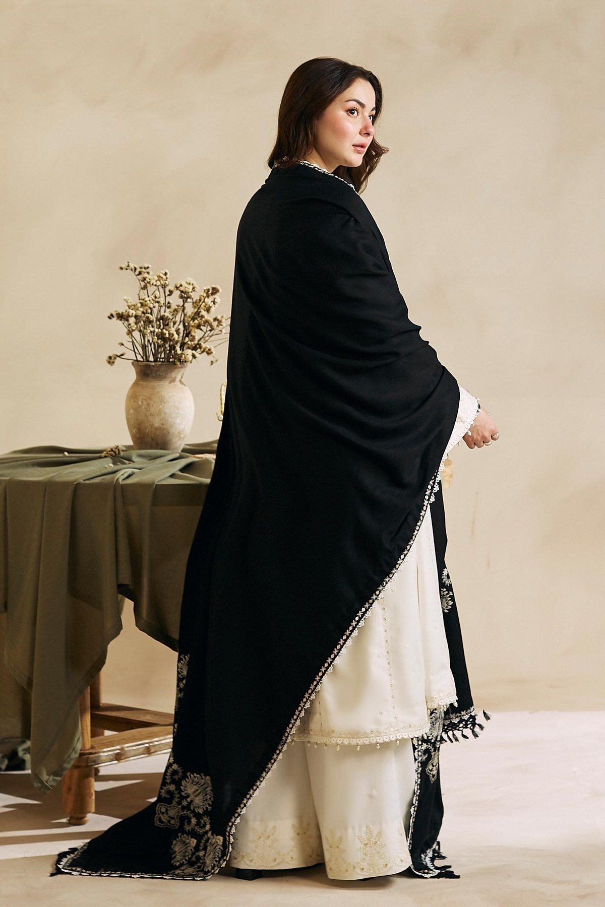 ZARA SHAH JAHAN - 3PC DHANAK EMBROIDERED SHIRT WITH DHANAK EMBROIDERED DUAPTTA AND TROUSER - HZG1397