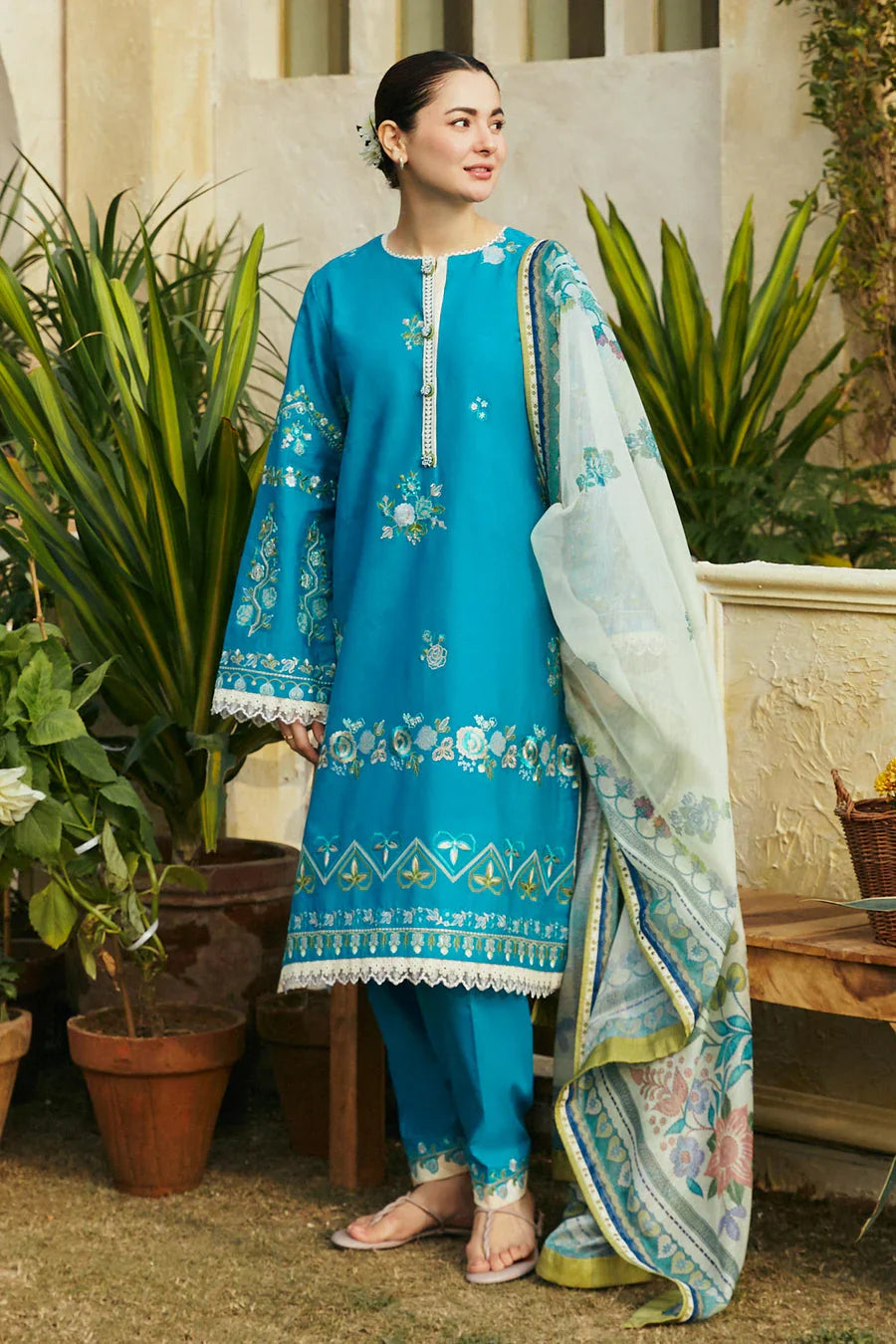 Embroidered Luxury Lawn Unstitched 3Pc | 1056