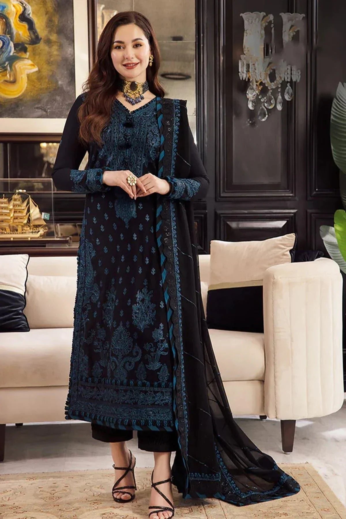 Embroidered Luxury Lawn Unstitched 3Pc | 1018