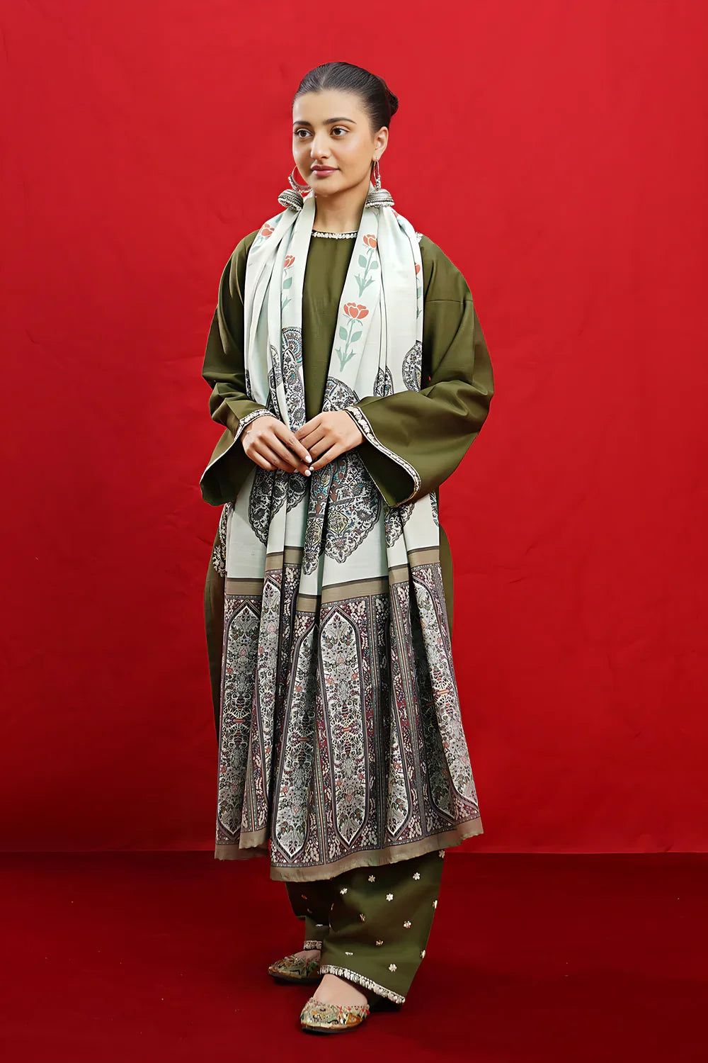 Embroidered Luxury Lawn Unstitched 3Pc | 1068