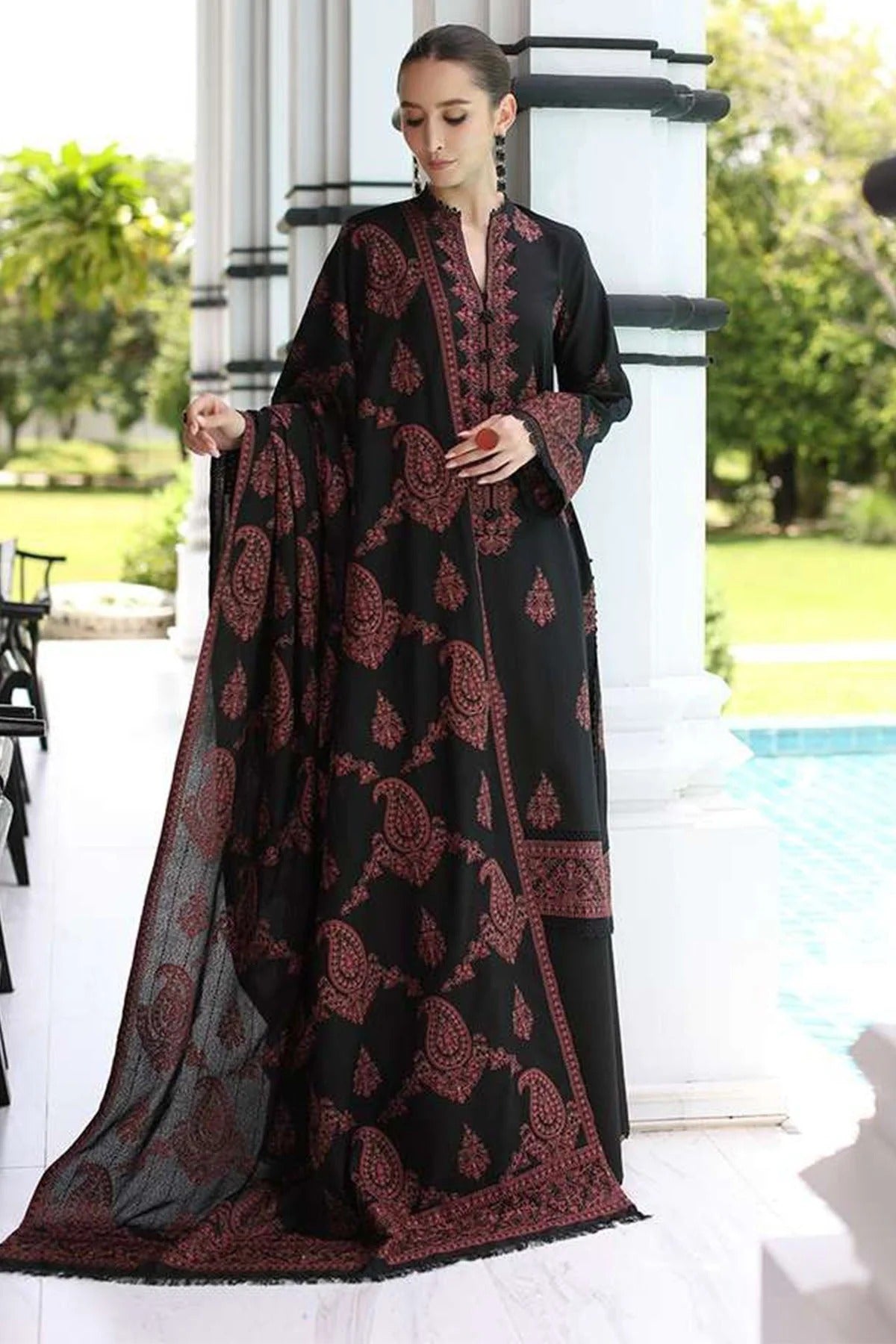 MFLN-1008 3PC KARANDI EMBROIDERED SUIT-PK-5746
