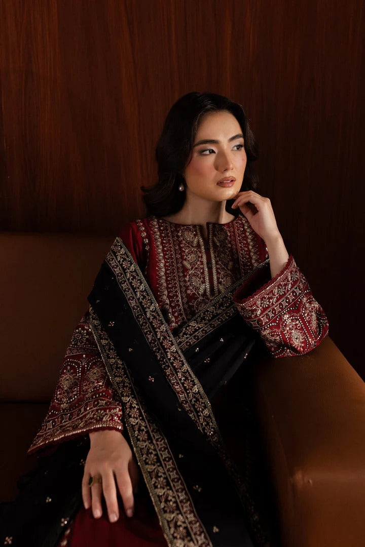 MFLN-1002 3PC DHANAK EMBROIDERED SUIT-PK-5746