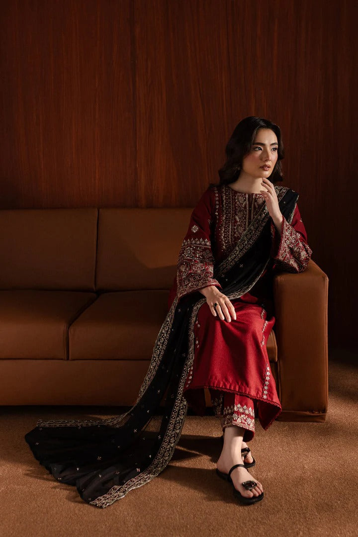 MFLN-1002 3PC DHANAK EMBROIDERED SUIT-PK-5746