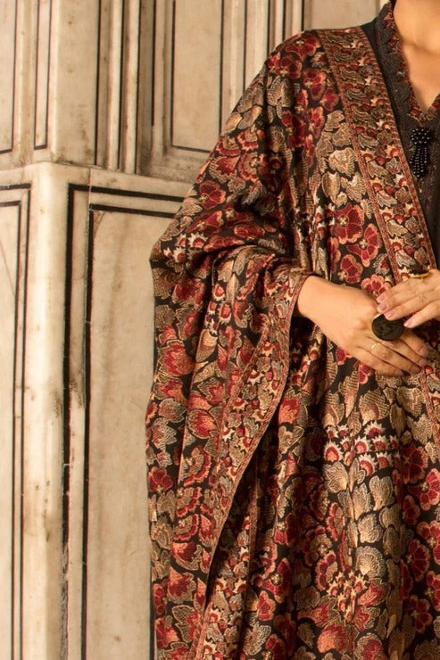 Bareeze Rose Petal Karandi Embroidered Shawl Fully Embroidered AD-431