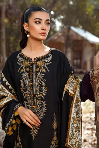 MFLN-1017 3PC DHANAK EMBROIDERED SUIT-PK-5746 WITH COURTRAI PRINTED SHAWL & TROUSER -BIC-4157