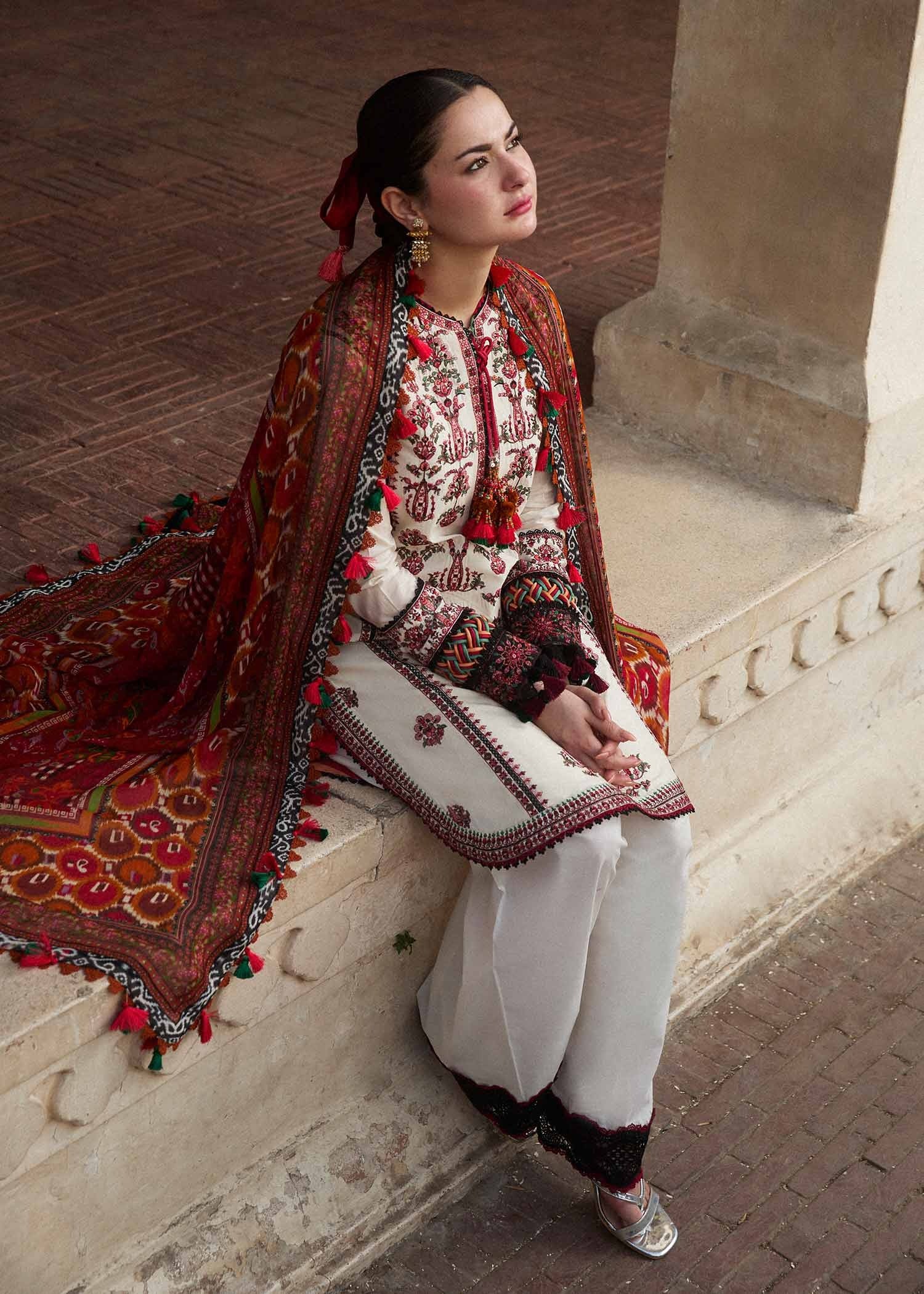 Fawn-MFLN-1019 3PC DHANAK EMBROIDERED SUIT-PK-5746