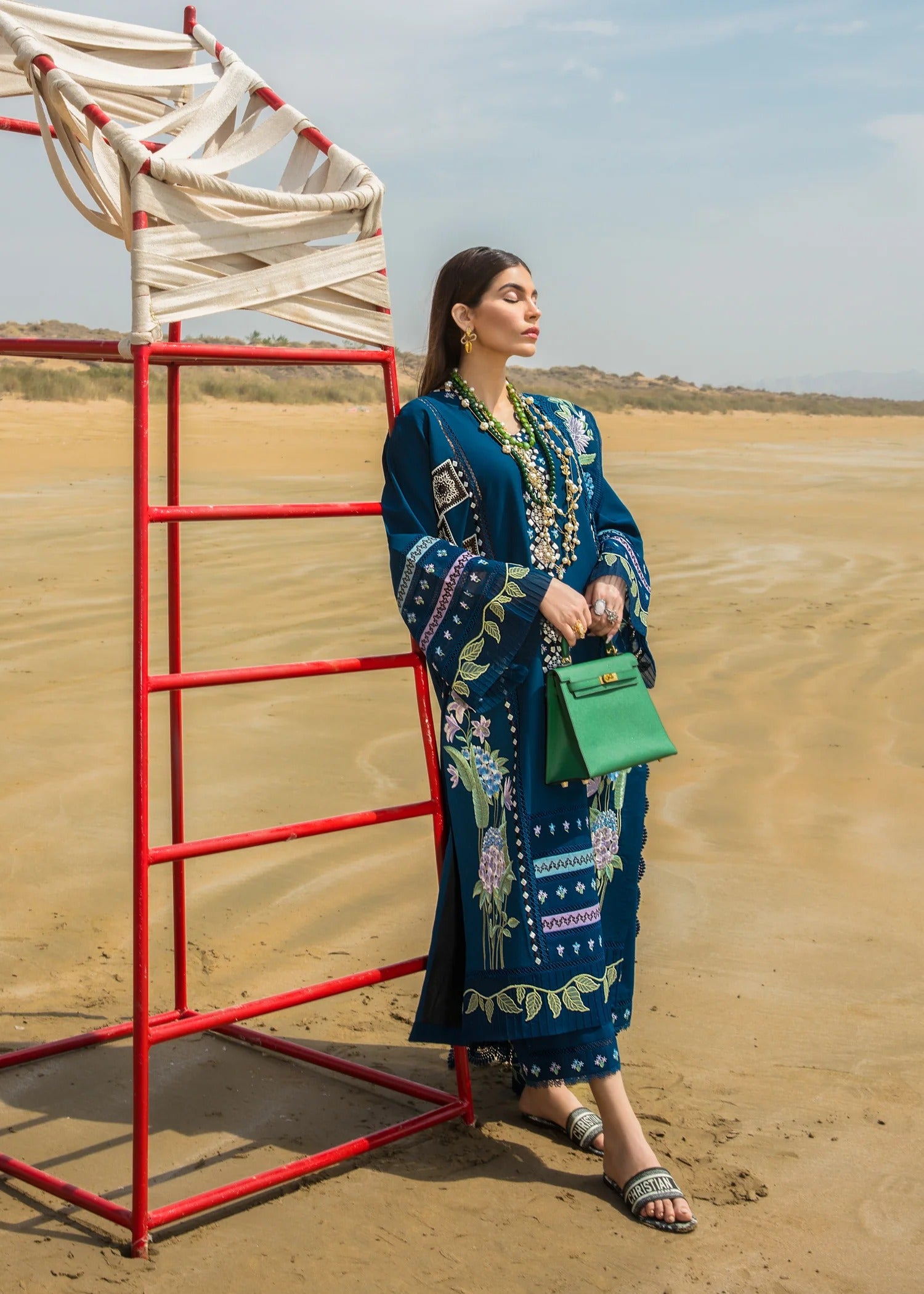MFLN-1010 3PC DHANAK EMBROIDERED SUIT-PK-5746