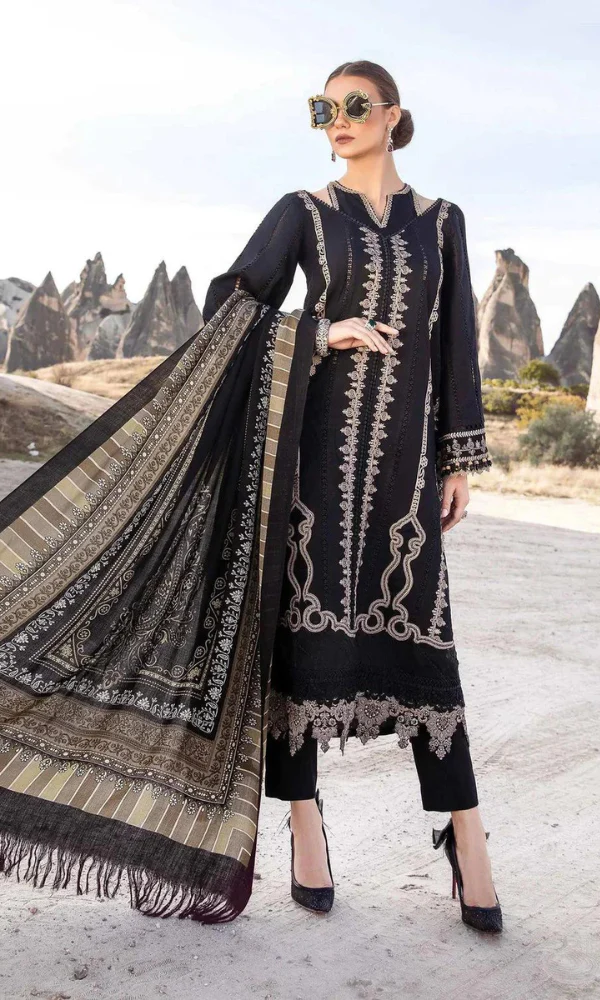 MFLN-1052 3PC DHANAK EMBROIDERED SUIT-PK-5746