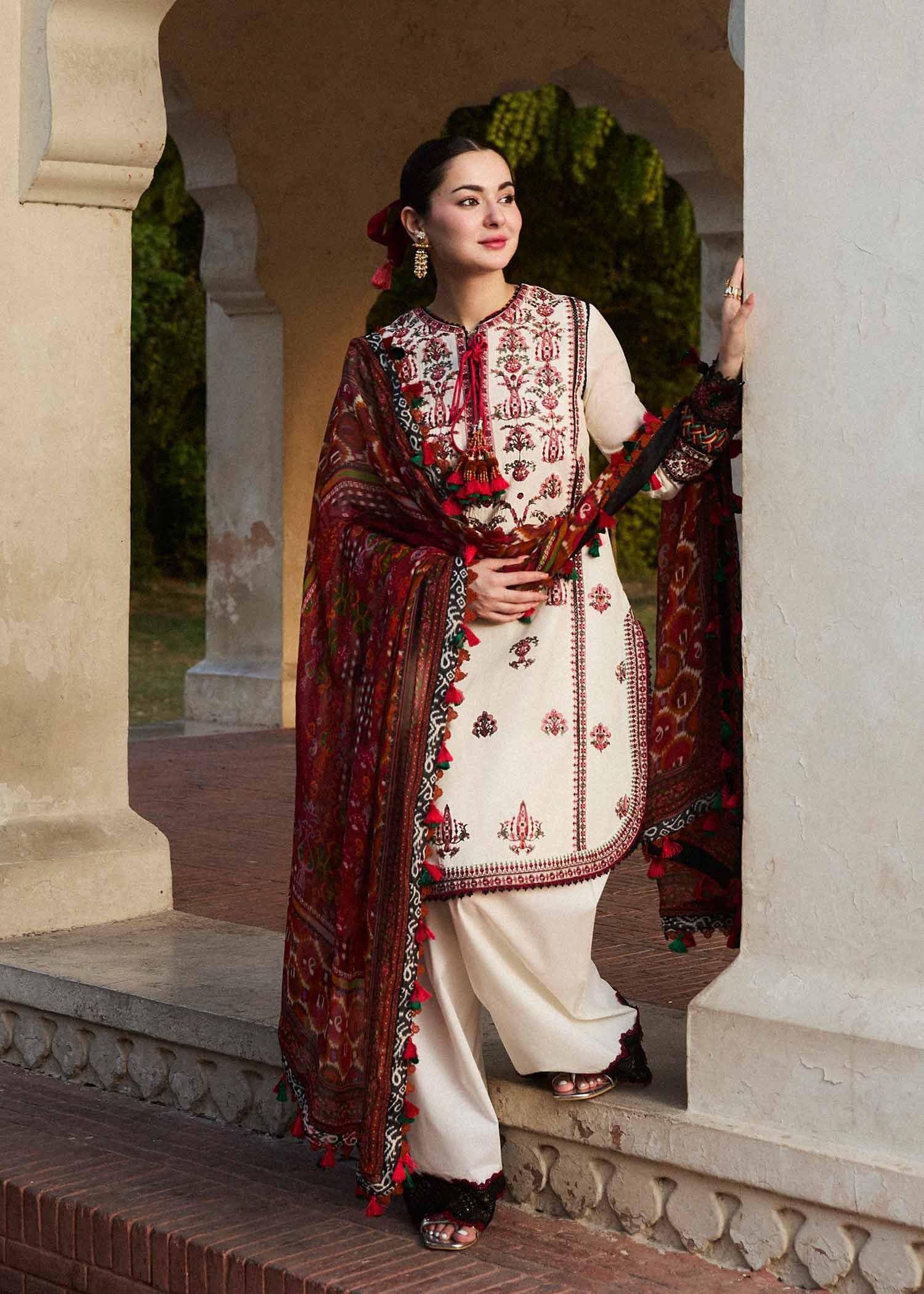 Fawn-MFLN-1019 3PC DHANAK EMBROIDERED SUIT-PK-5746