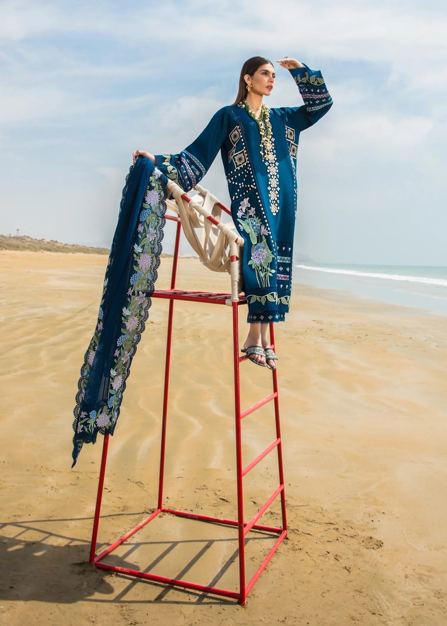 MFLN-1010 3PC DHANAK EMBROIDERED SUIT-PK-5746