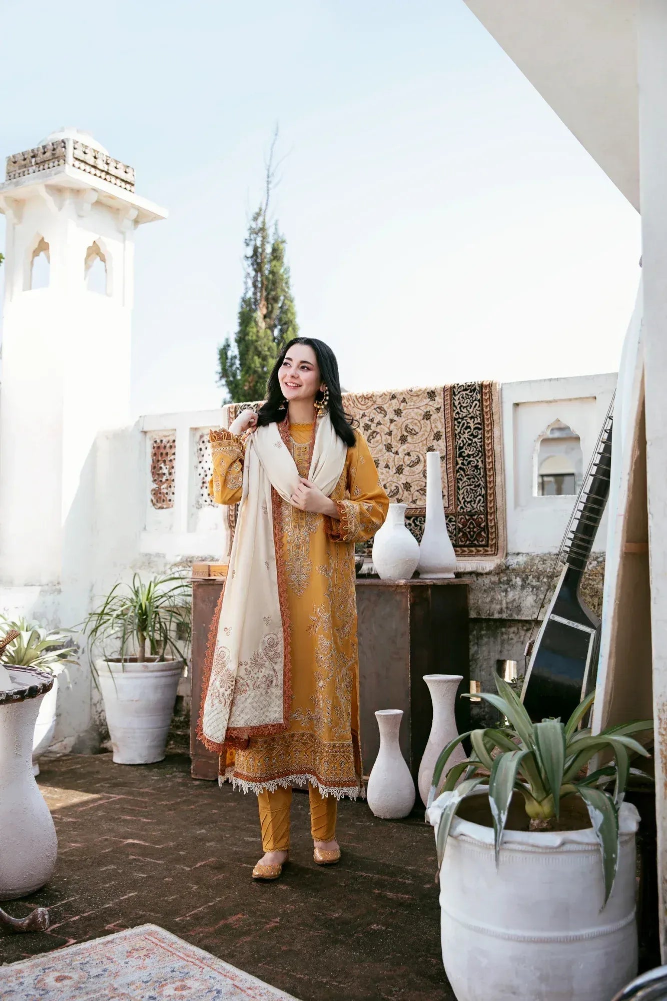 MFLN-1001 3PC DHANAK EMBROIDERED SUIT-PK-5746