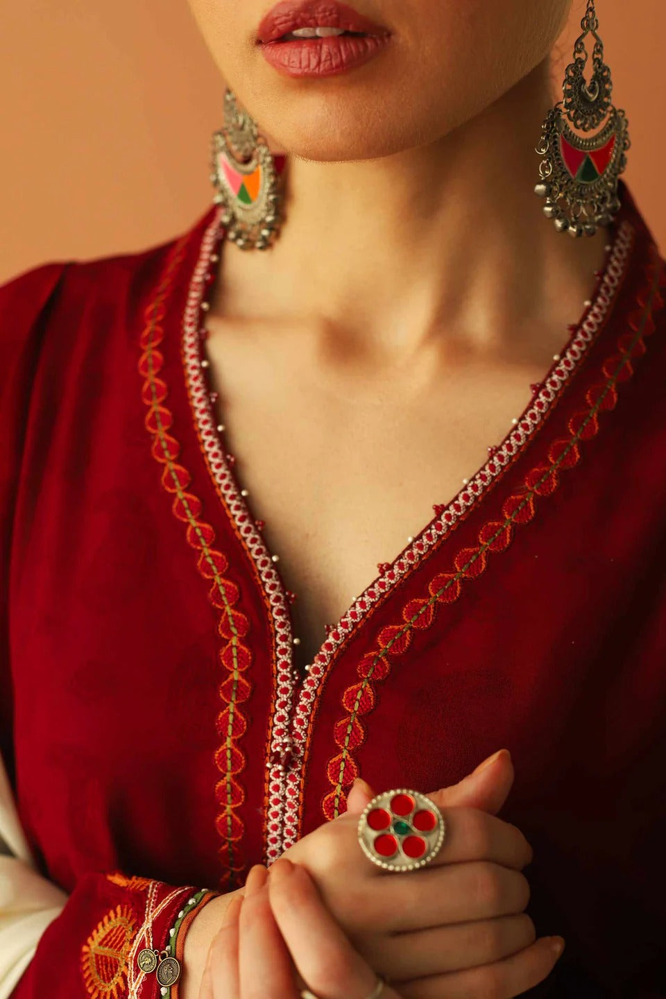 MFLN-1011 3PC DHANAK EMBROIDERED SUIT-PK-5746