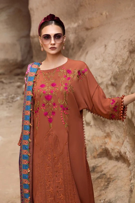 MFLN-1012 3PC DHANAK EMBROIDERED SUIT-PK-5746