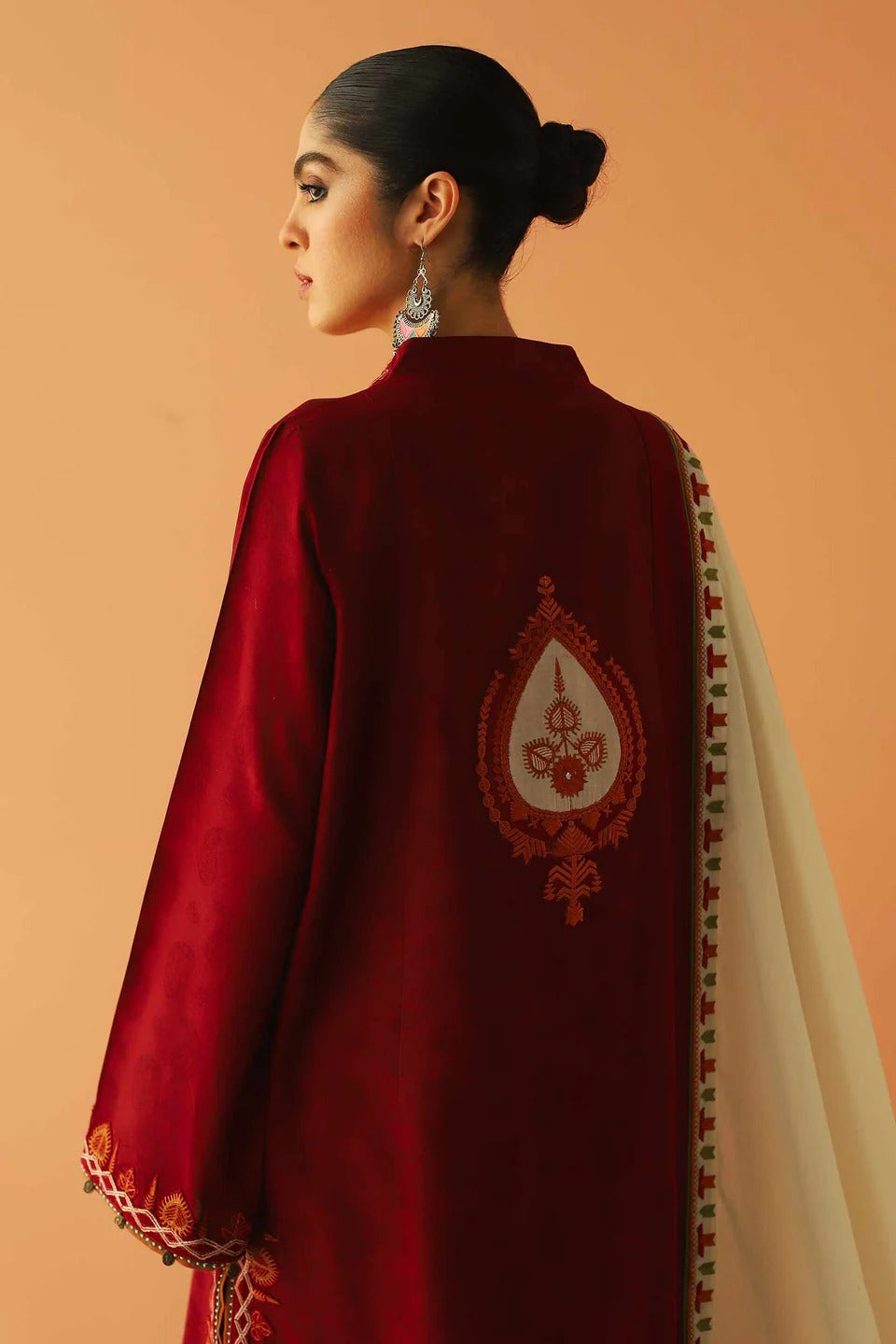 MFLN-1011 3PC DHANAK EMBROIDERED SUIT-PK-5746