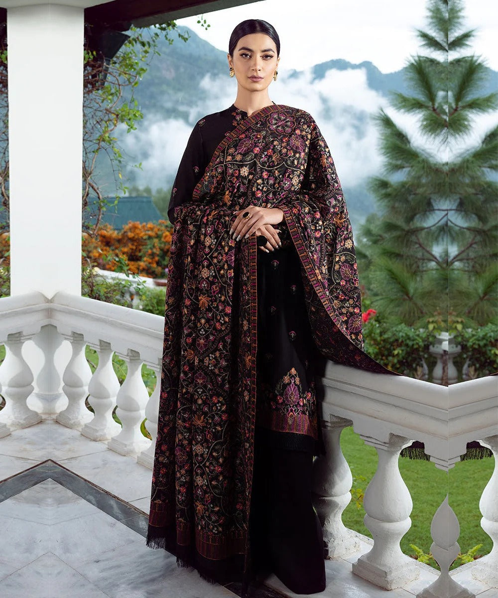 MFLN-1054 3PC DHANAK EMBROIDERED SUIT-PK-5746
