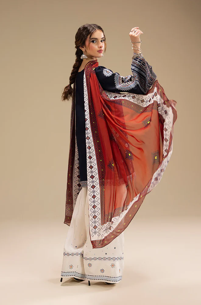 MFLN-1042 3PC DHANAK EMBROIDERED SUIT-PK-5746