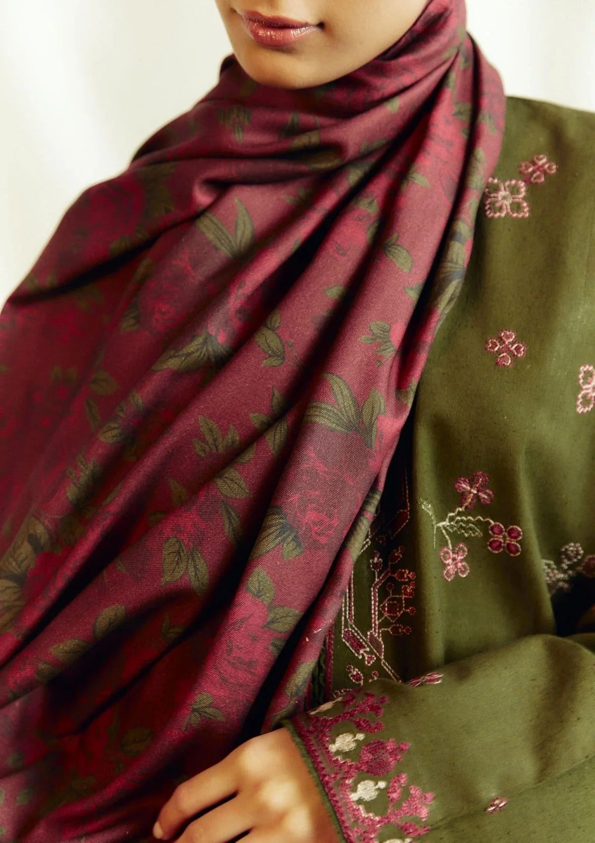 MFLN-1016 3PC DHANAK EMBROIDERED SUIT-PK-5746