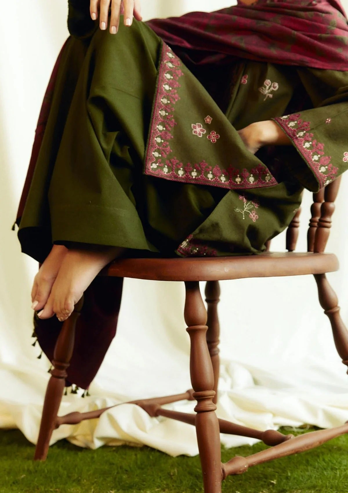 MFLN-1016 3PC DHANAK EMBROIDERED SUIT-PK-5746