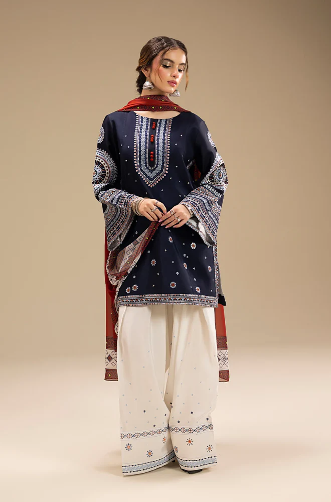Ethnic - 3PC Dhanak Embroidered Suit (Unstitched) - US0157