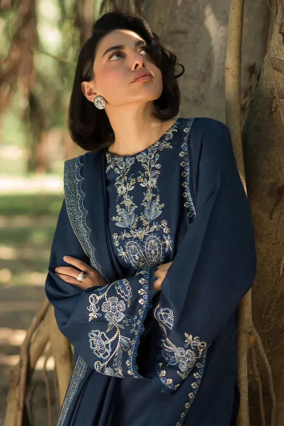 MFLN-1026 3PC DHANAK EMBROIDERED SUIT-PK-5746