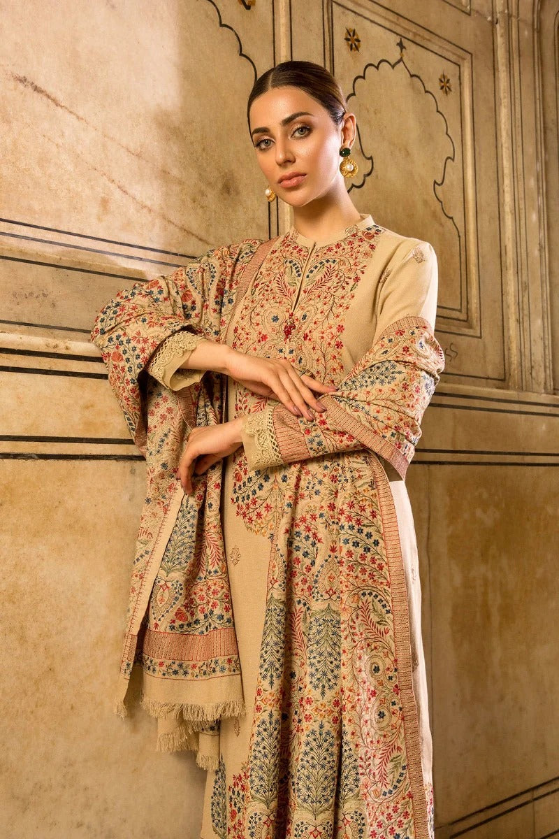 MFLN-1023 3PC DHANAK EMBROIDERED SUIT-PK-5746
