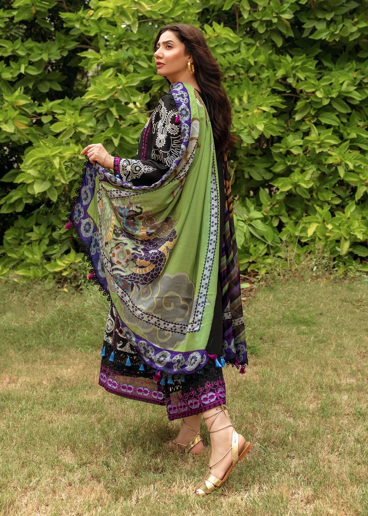Helen - MFLN-1018 3PC DHANAK EMBROIDERED SUIT-PK-5746